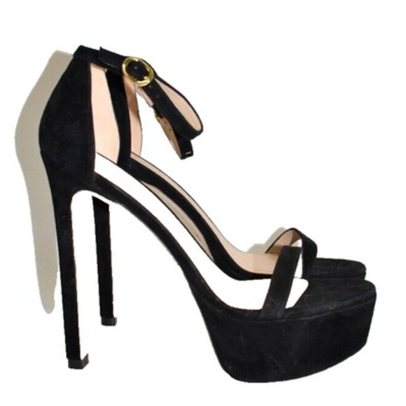$575 Stuart Weitzman Nudistcurve Hollywood Platform Sandal  $575 Stuart Weitzman Nudistcurve Hollywood Platform Sandal Suede black 11 (PB13)
